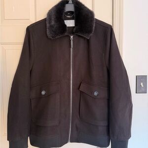 Dior Black Bomber Jacket with Fur Collar